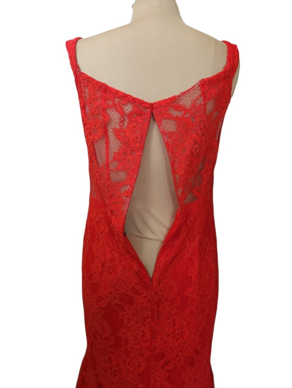 XSCAPE Red Lace Mermaid Formal Gown - Size 12 - Picture 9 of 16